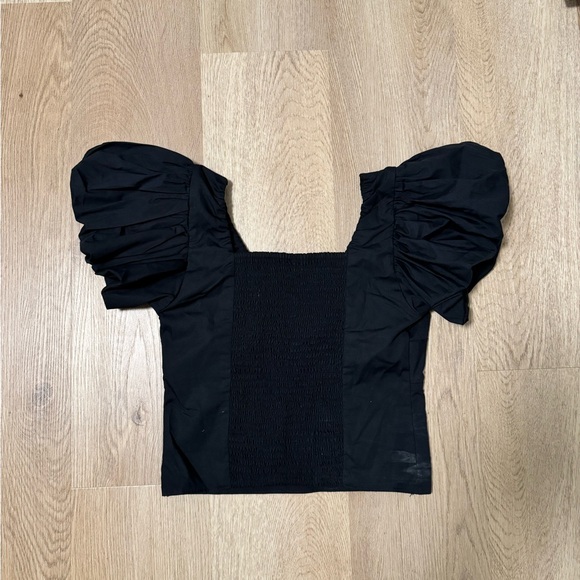 Abercrombie & Fitch Black Puff Sleeve Crop Shirt - Picture 3 of 3
